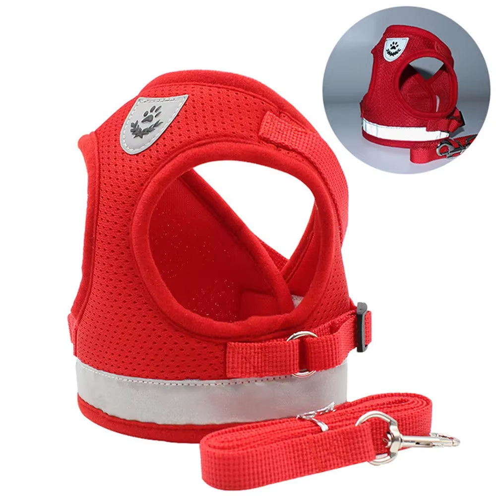 Cat Harness Lead Leash Set Adjustable Reflective Escape Proof Pet Mesh Vest Harness Puppy Dog Collar Small Dog Cat Pet Supplies