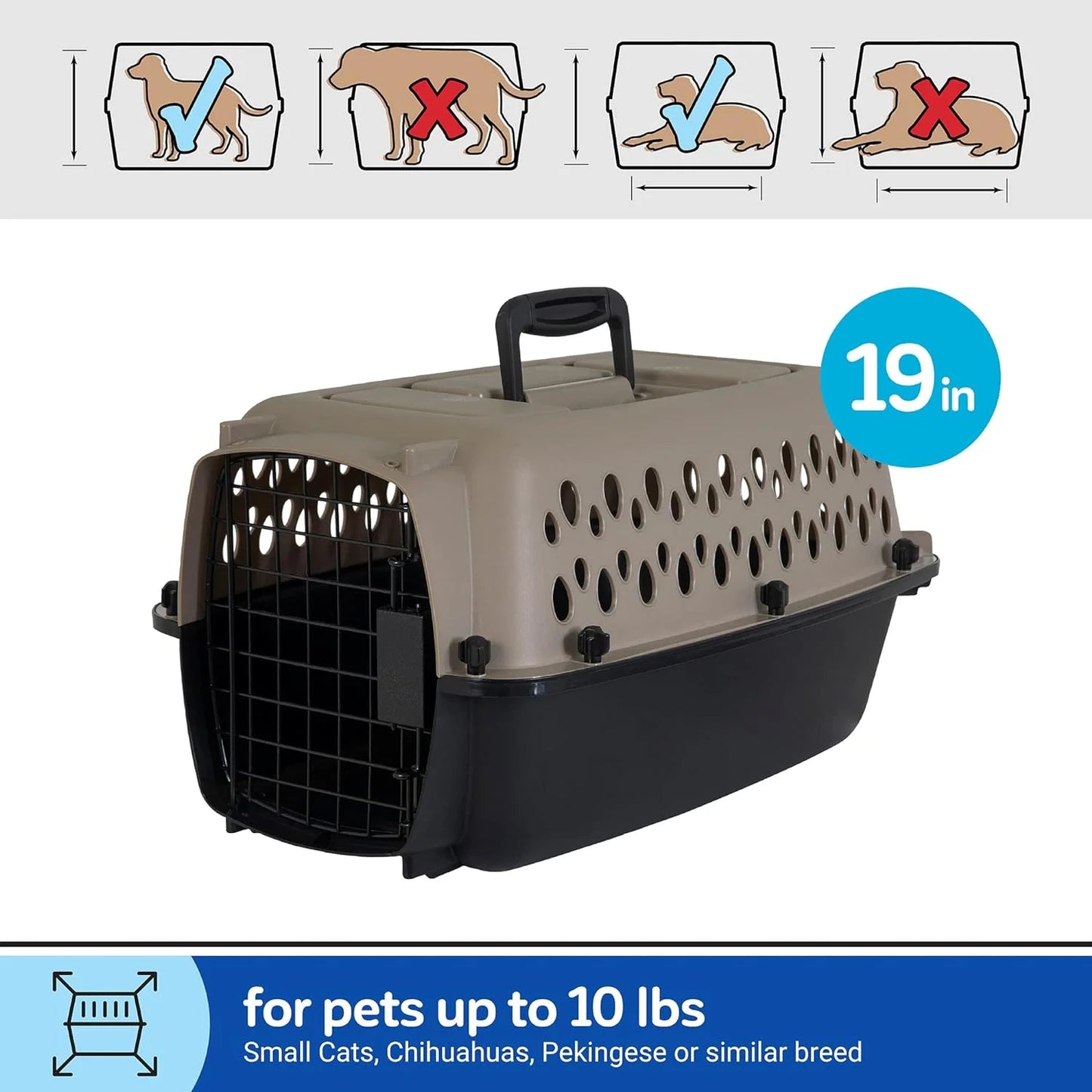 Pet Kennel for Dogs, Hard-Sided Pet Carrier, Extra Small, 19In Length